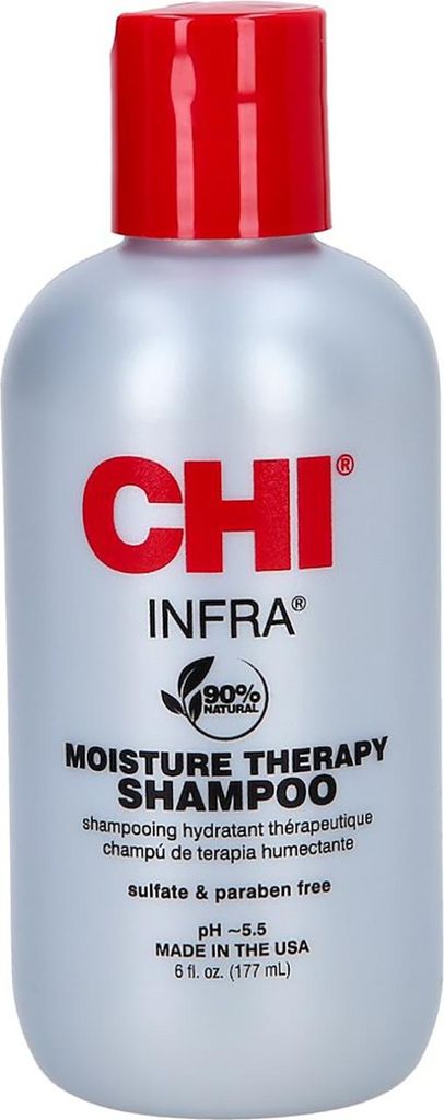 A product shot of a bottle of CHI Infra Moisture Therapy Shampoo.
