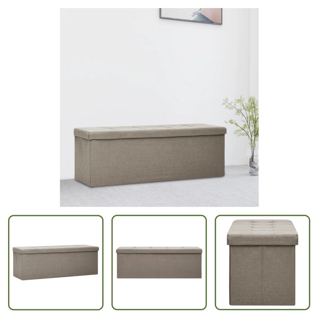 The Living Store Faltbare Sitzbank mit Stauraum Taupe Leinenoptik