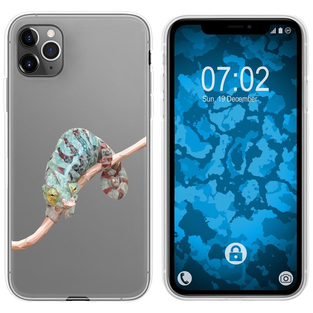 PhoneNatic Case kompatibel mit Apple iPhone 11 Pro Max Silikon-Hülle Vektor Tiere Camelion M7