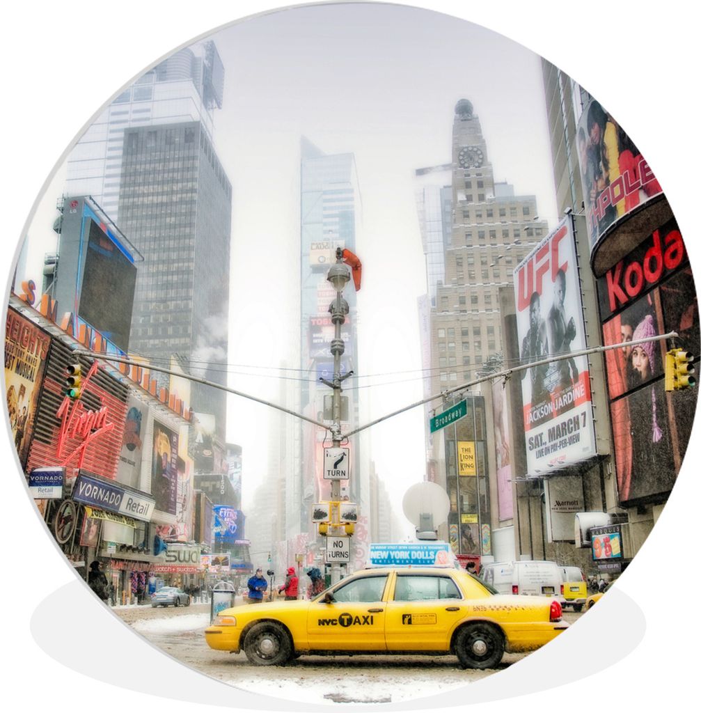 MuchoWow Rundes Wandbild - Runde Bilder Taxis in New York City Ø 90 cm Kreis Wanddekoration Kunststoff - Wandkreis - Wandschmuck - Wand-Kreis - ...
