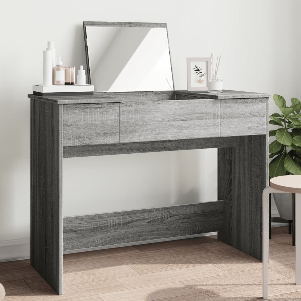 "im Angebot" Schminktisch mit Spiegel Grau Sonoma 100x45x76 cm - Schminktische CC23125