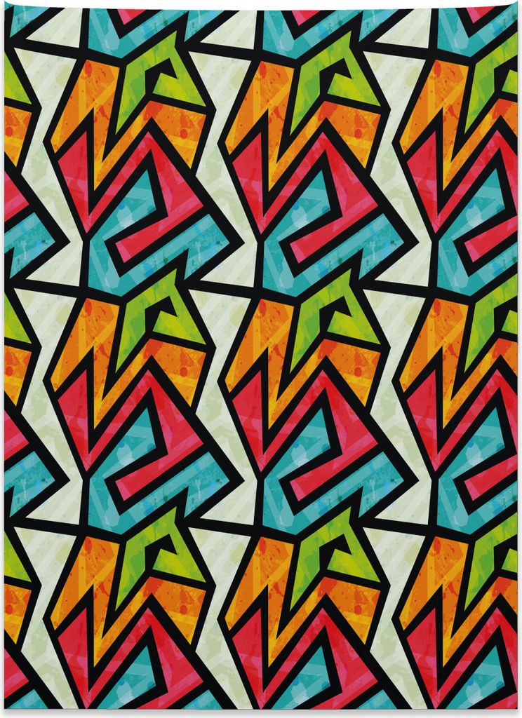 Abakuhaus Grunge Wandteppich, Bunter Graffiti-Entwurf aus Weiches Mikrofaser Stoff Kein Verblassen Klare Farben Waschbar, 110 x 150 cm, Mehrfarbig