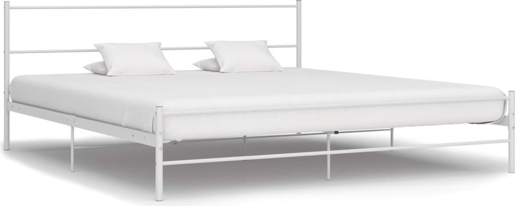 The Living Store Bettgestell Weiß Metall 160×200 cm