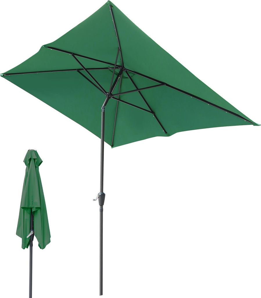 Faziango Sonnenschirm 1,4 × 2,1 m mehrteilig – Steckbarer Rechteckschirm für Balkon, grün