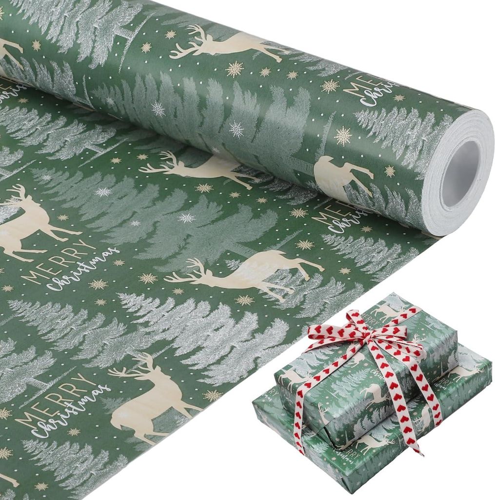 3mx43cm Geschenkpapier Weihnachten Rolle, Weihnachtspapier Produktbild 