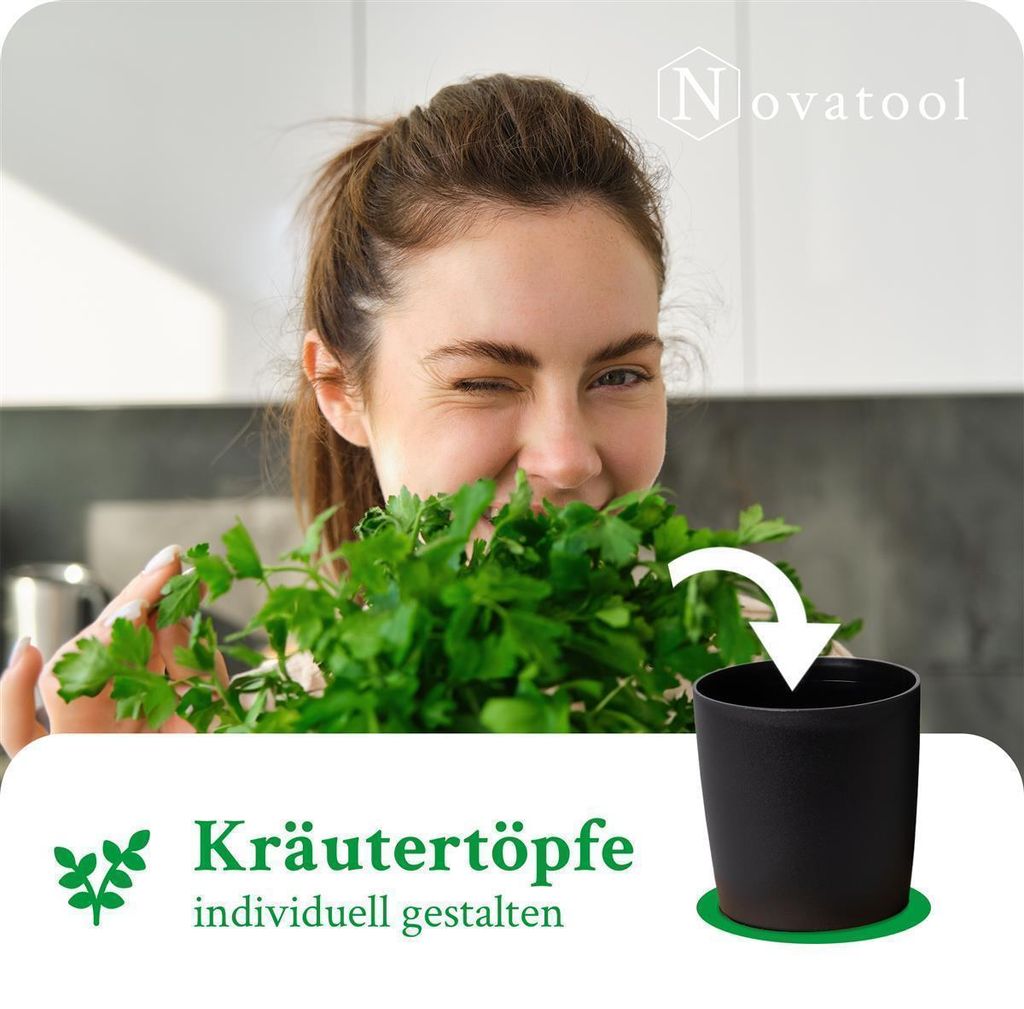 Novaliv Stylová sada 10 černých plastových květináčů na Obrázek produktu 