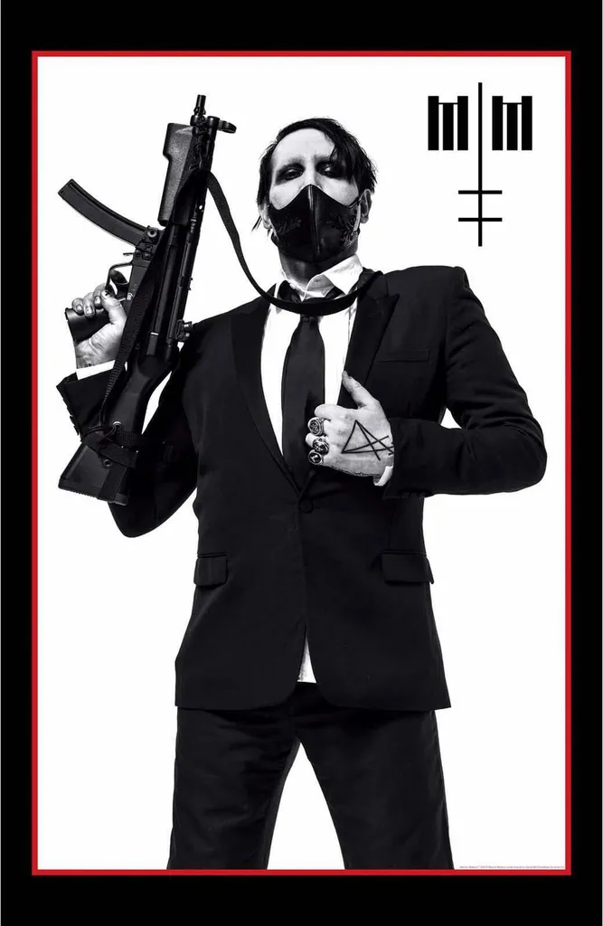 Décoration Murale Marilyn Manson Poster Tissu RO8257 pour Chambre Rock