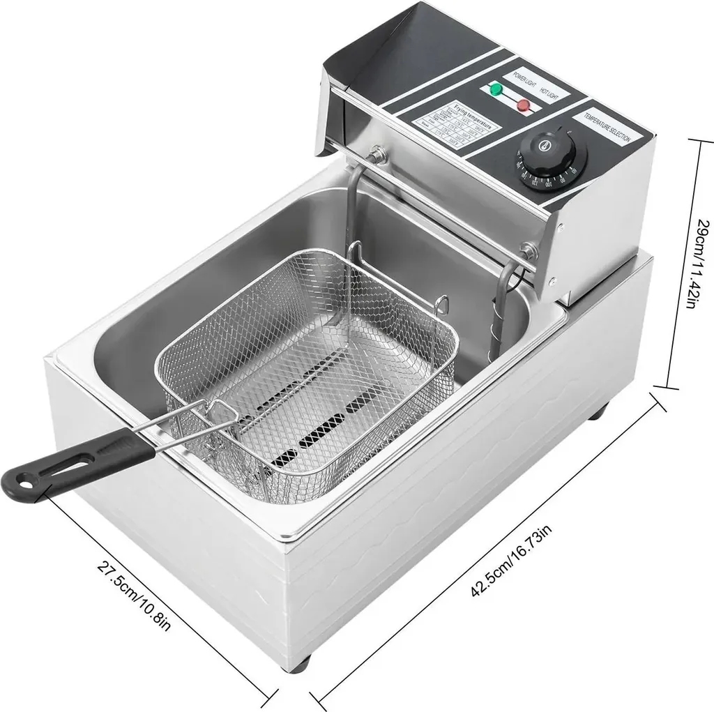 Friteuse 6L haute performance température ajustable acier argenté - 2