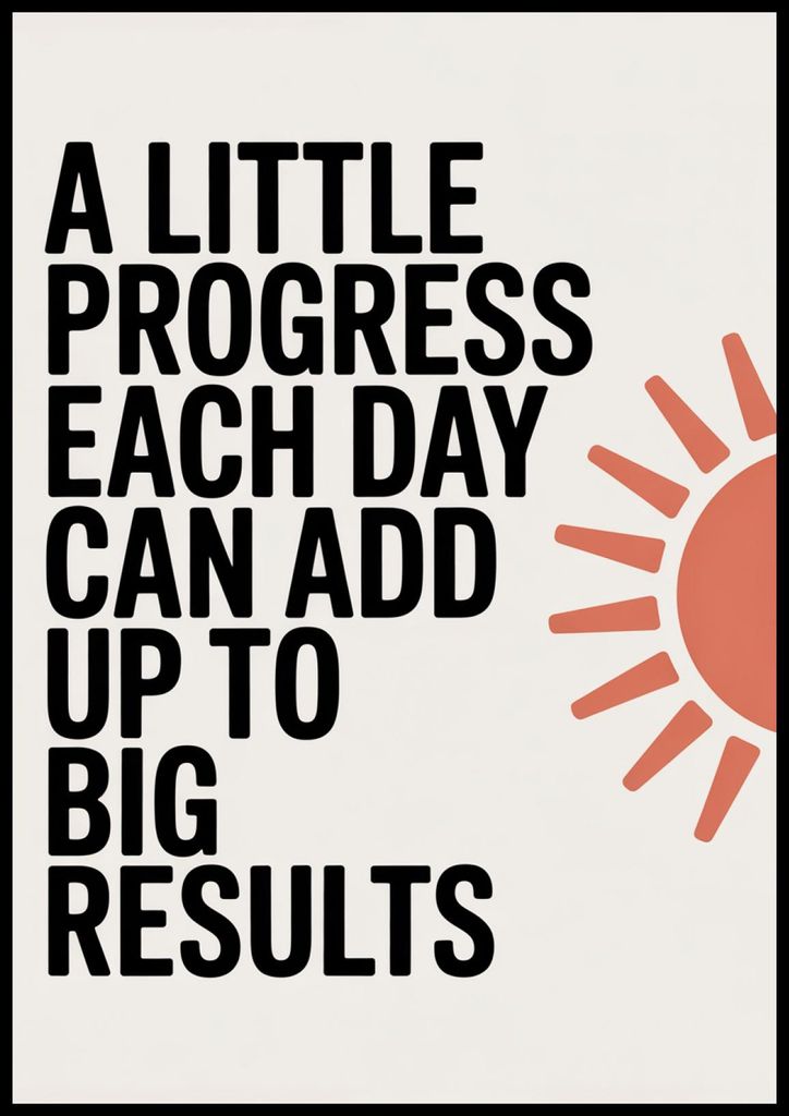 Plakat 70x100cm Motivationsaffirmation Retro Vintage für das Wohnzimmer Little Progress