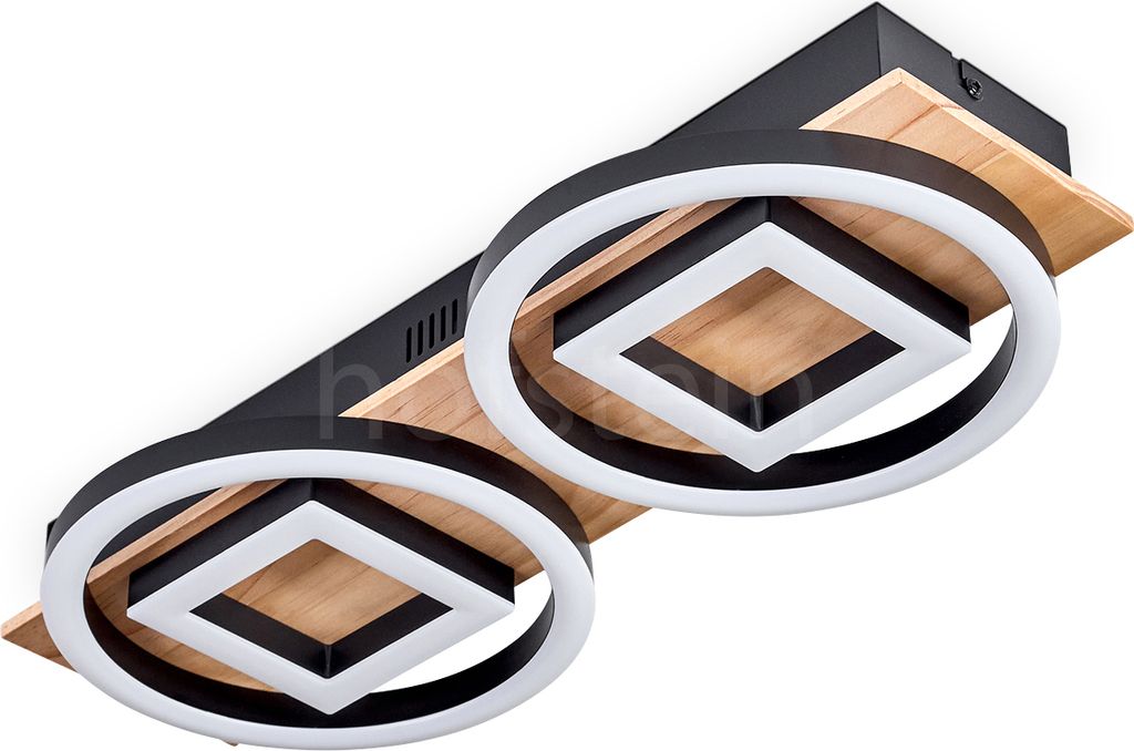Colognola Deckenlampe aus Metall/Holz/Kunststoff in Schwarz/Natur/Weiß