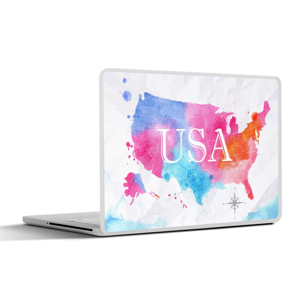 MuchoWow Laptop Aufkleber Sticker Cover Amerika - Weltkarte - Aquarell 32.5x23.5 cm - Sticker für Laptop - Selbstklebend