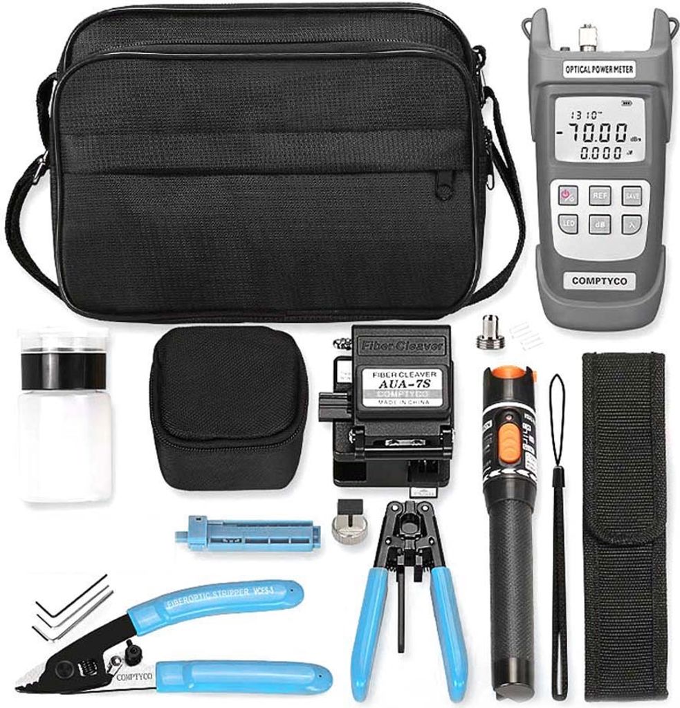 FTTH Fiber Optic Cold Shut Tool Kit Multifunktionaler Faserspleisser Optischer Leistungsmesser Gummiisolierte Drahtzange Faserspalter-Set
