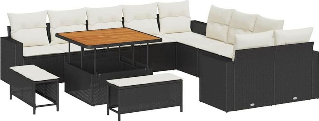 "im Sonderangebot" Gartensofa-set - elegantes Design - Sitzgruppe mit Sofa, Tisch - 13 pcs Schwarz Poly-Rattan - Terassenmöbel DEMöbel250282