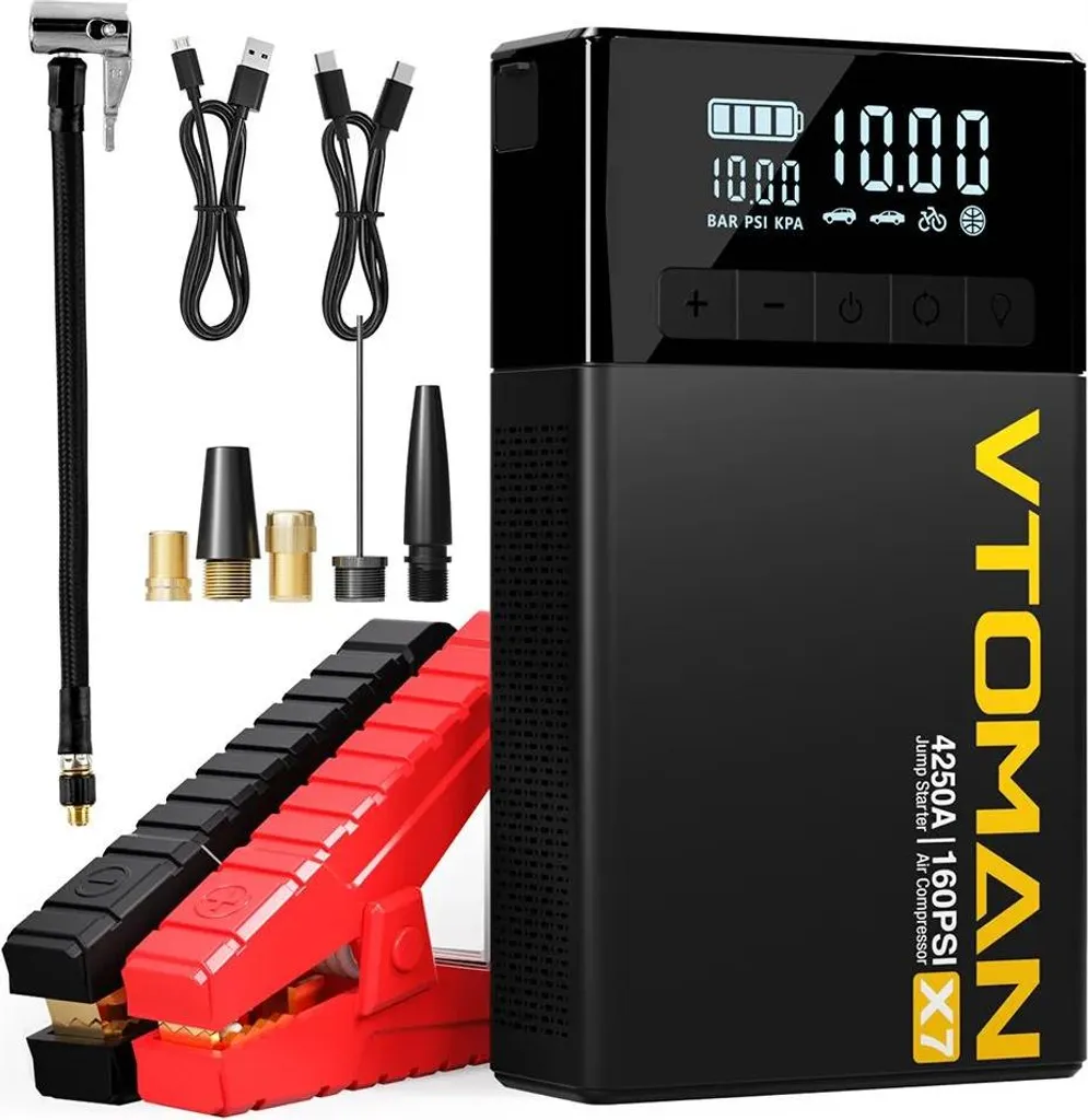 Booster de démarrage pour panne de batterie et gonflage de pneus 12V