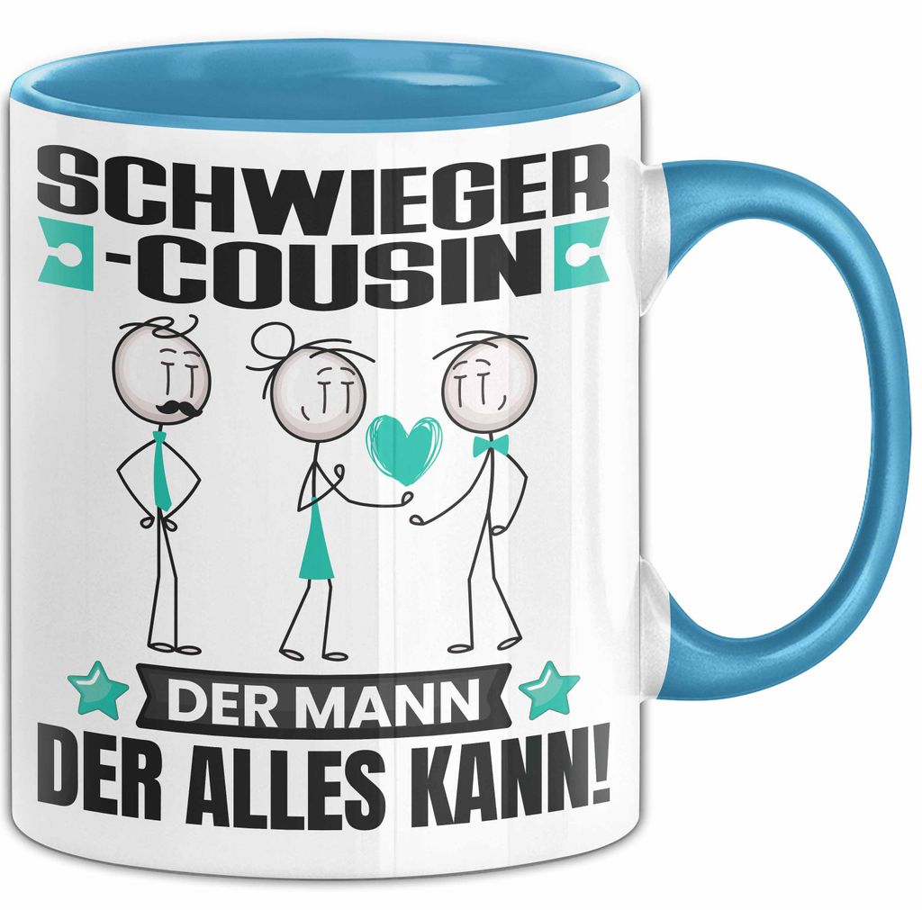 Schwiegercousin Tasse Geschenk für Schwiegercousin Der Mann Der Alles Kann Geschenkidee zum Geburtstag (Blau)