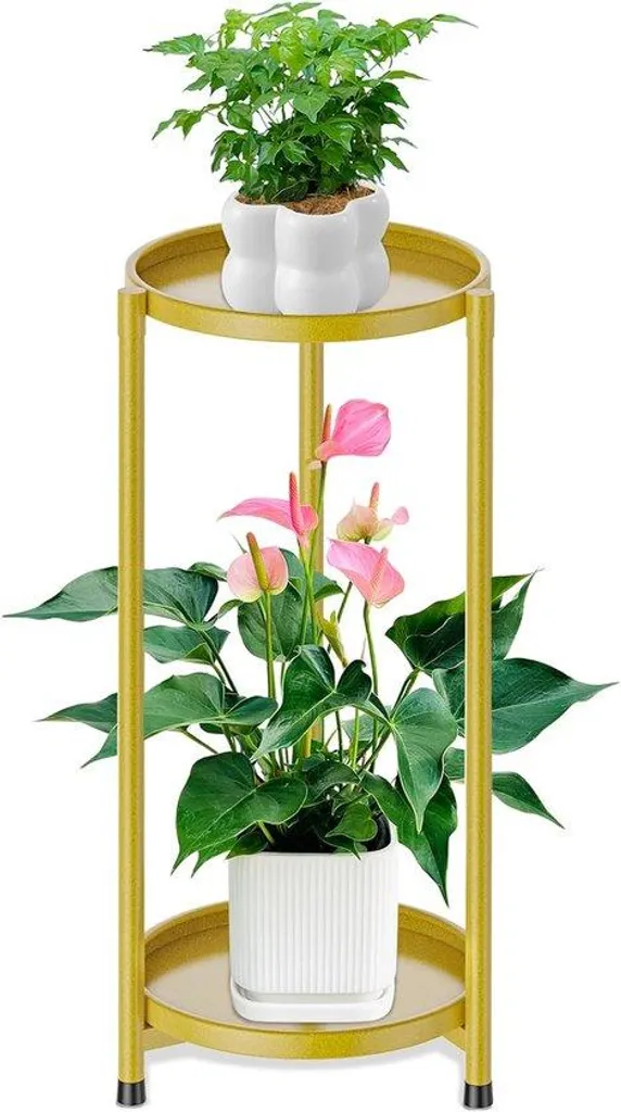 Porte-fleurs déco doré 2 niveaux pour optimiser balcon et intérieur