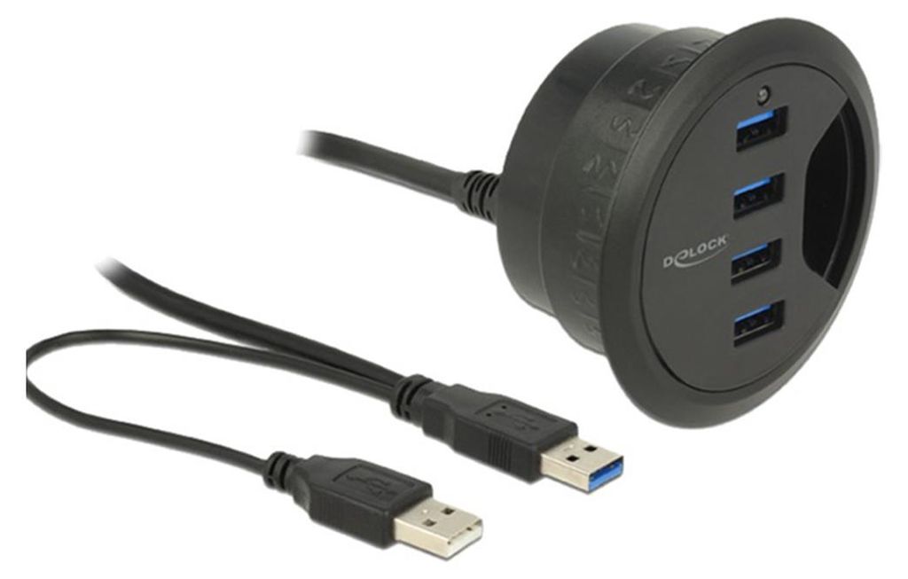 Delock In-Desk Hub - Rozbočovač - 4 x SuperSpeed USB 3.0 Obrázek produktu 