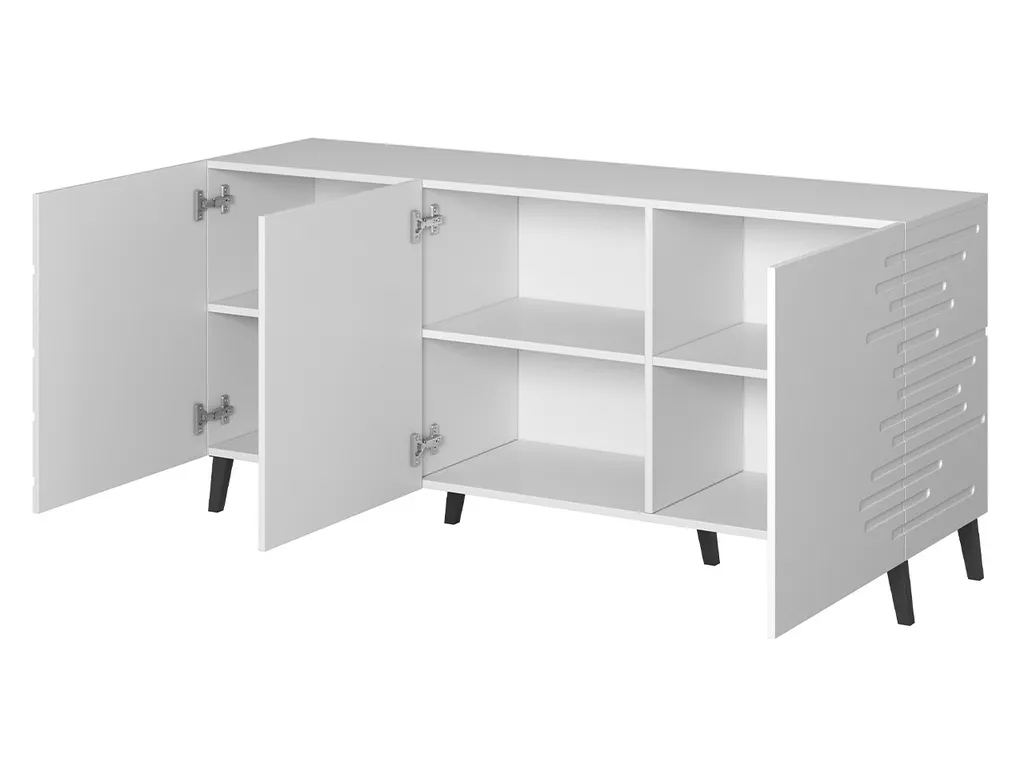 Commode Rose Nova 3D avec Façades Rainurées - Buffet Design 3 Portes 154cm