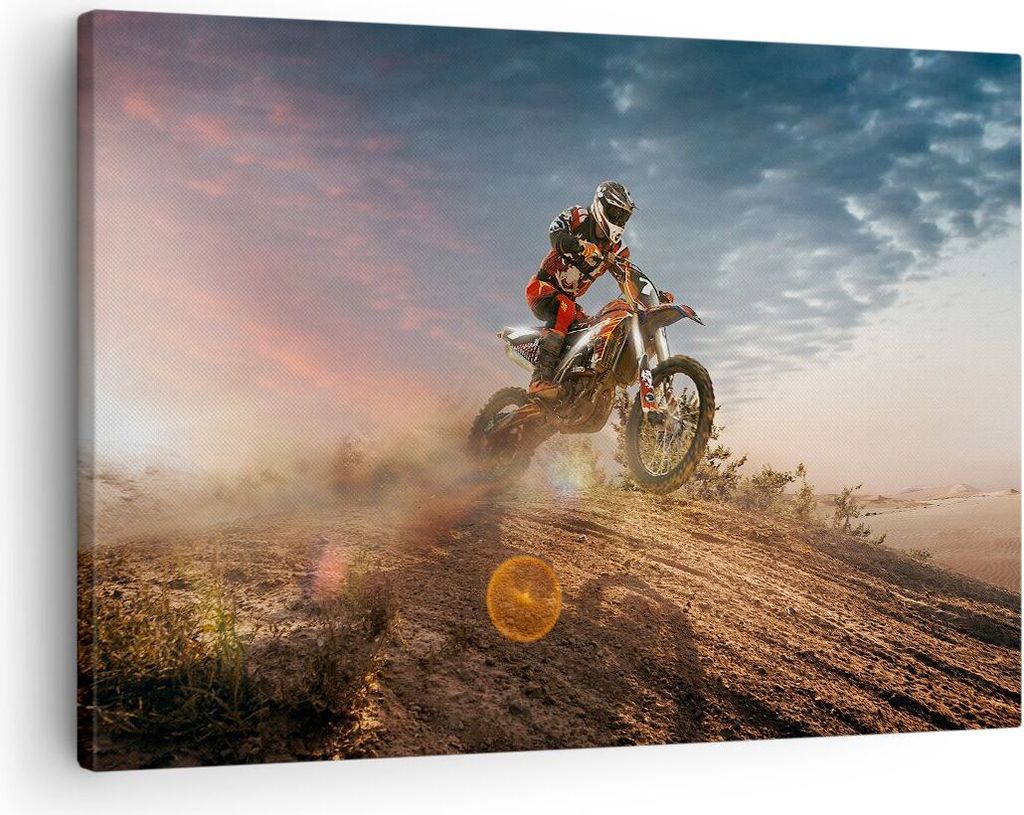 Bild auf Leinwand - Leinwandbild - Motor Reiten Helm - 70x50cm - Wand Bild - Wanddeko - Wandbilder - Leinwanddruck - Bilder - Kunstdruck - Wanddeko...