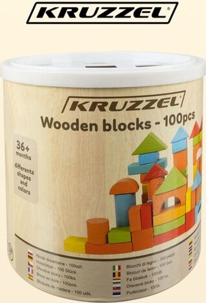 Kruzzel 22666 Drevené kocky vo vedre s vekom 100 ks Obrázok produktu 14