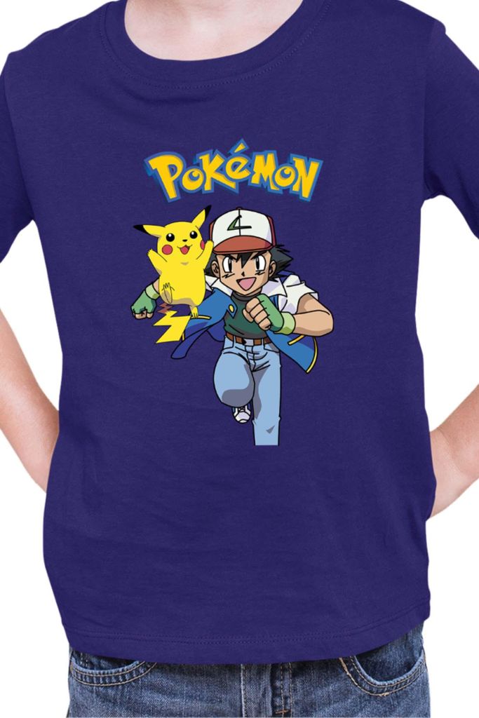 Kinder T-Shirt Japan Manga Anime Comics Pokemon 011, / Dunkelblau