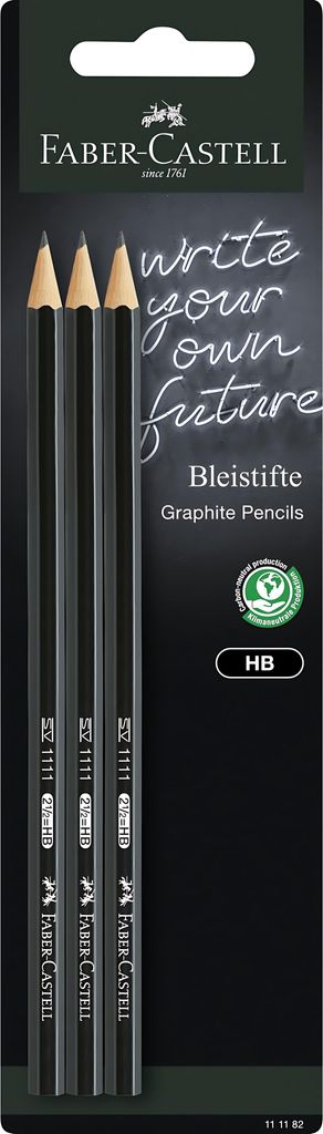 Faber Castell Bleistift 1111 HB schwarz 3er Produktbild 