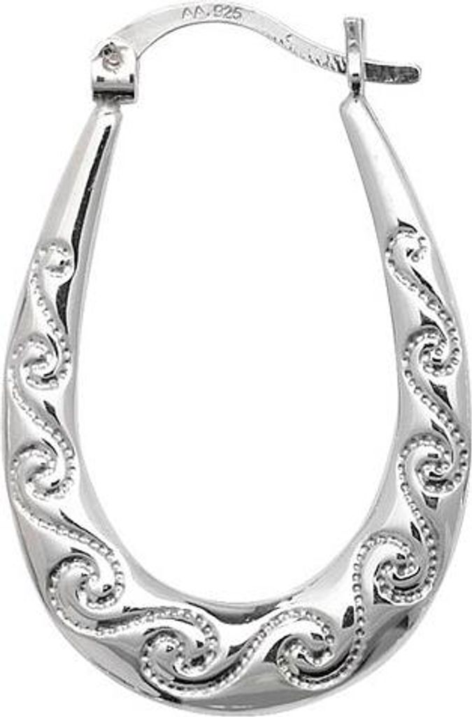 Atemberaubende 925 Sterling Silber Damen - Paar Creolen - 32mm*21mm; TRS22603