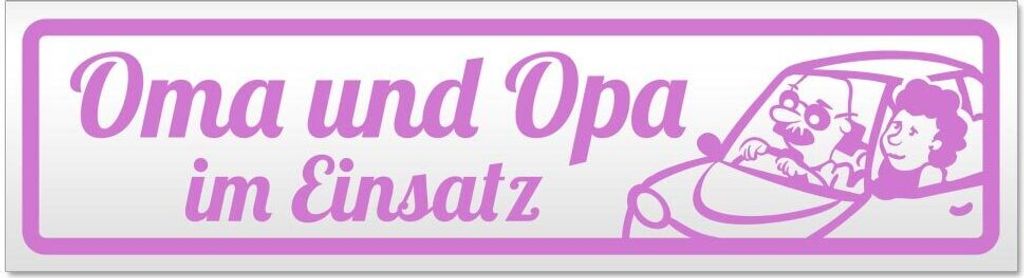 Kiwistar - Autoaufkleber - Flieder - 20 x 5,3 cm - Oma und Opa im Einsatz V2 - Hinweis Aufkleber Sticker für Auto, Kfz, Fahrrad, PKW, LKW