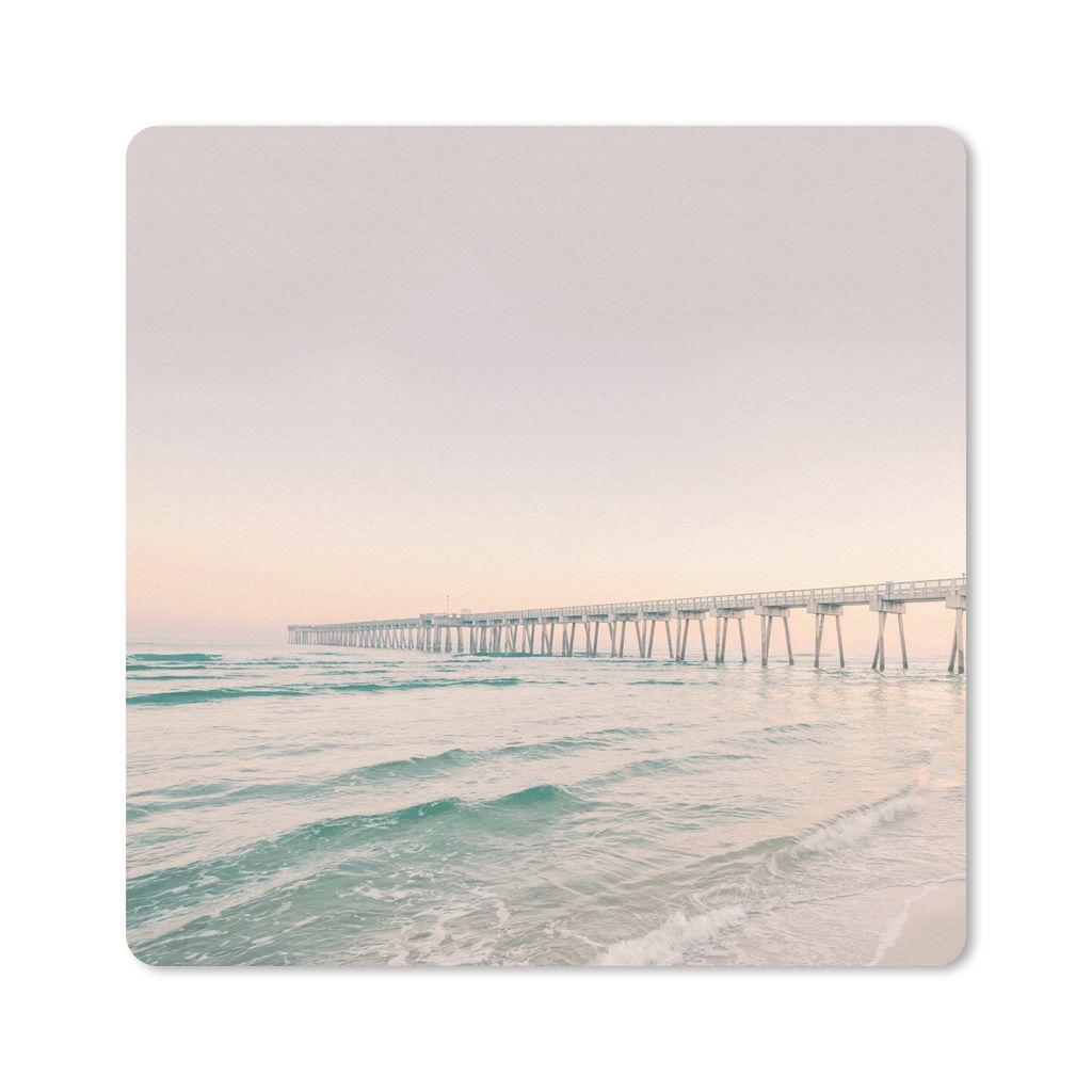 MuchoWow Mauspad Mousepad Meer - Strand - Brücke - Natur - Sonnenuntergang 20x20 cm - Mousepads - Maus Mat - Pad - Mausunterlage - Desk Mat - Bu...