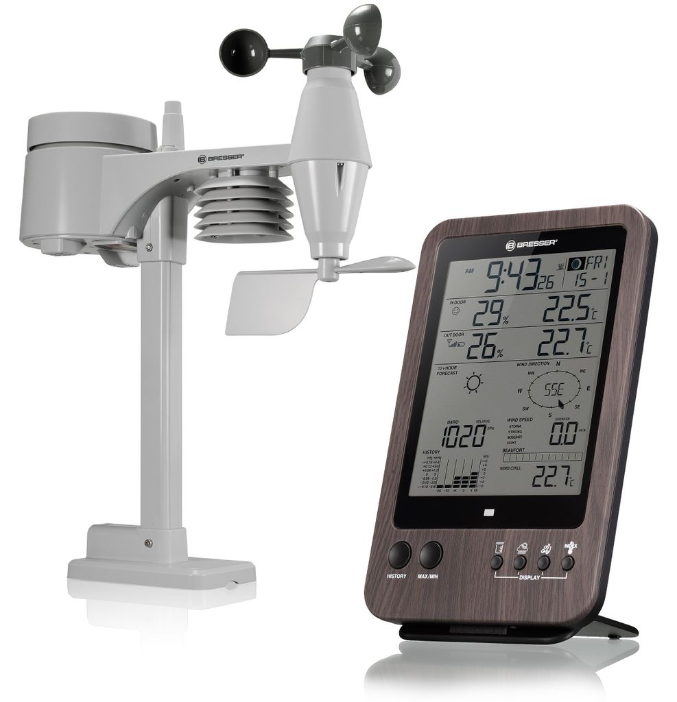 Bresser - 13027 - WTW 5-in-1-Wetterstation in Holzoptik Produktbild 