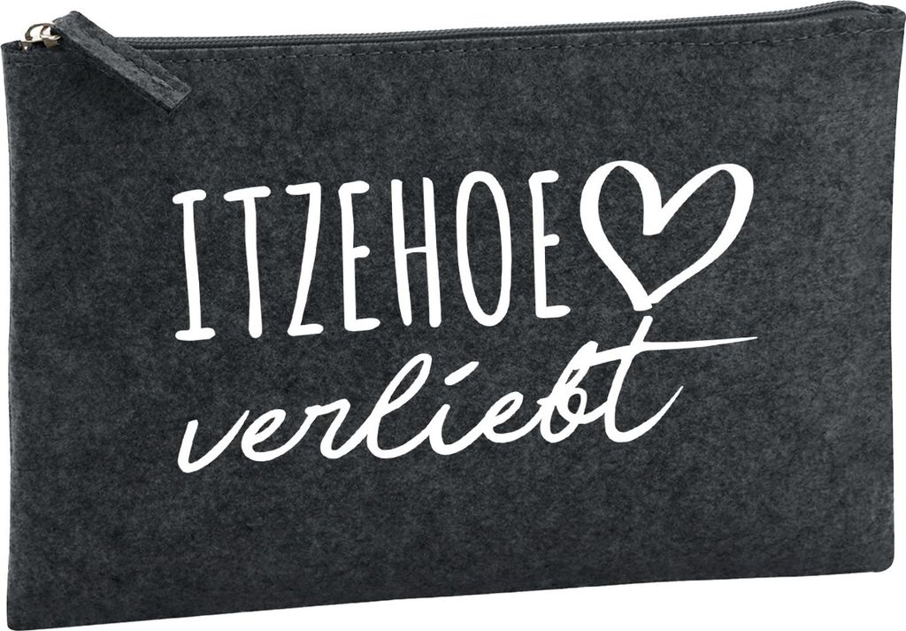Huuraa Kulturbeutel Itzehoe verliebt 1 Liter Charcoal Filz Kosmetiktasche Geschenkidee