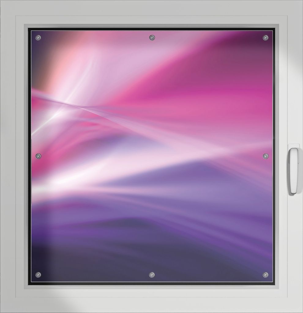 Wallario Lichtschutzbild, Dekorativer Sichtschutz Sonnenschutz 96 x 100 cm mit Motiv: Abstrakte Formen und Linien in pink lila - Verdunklung ohne B...