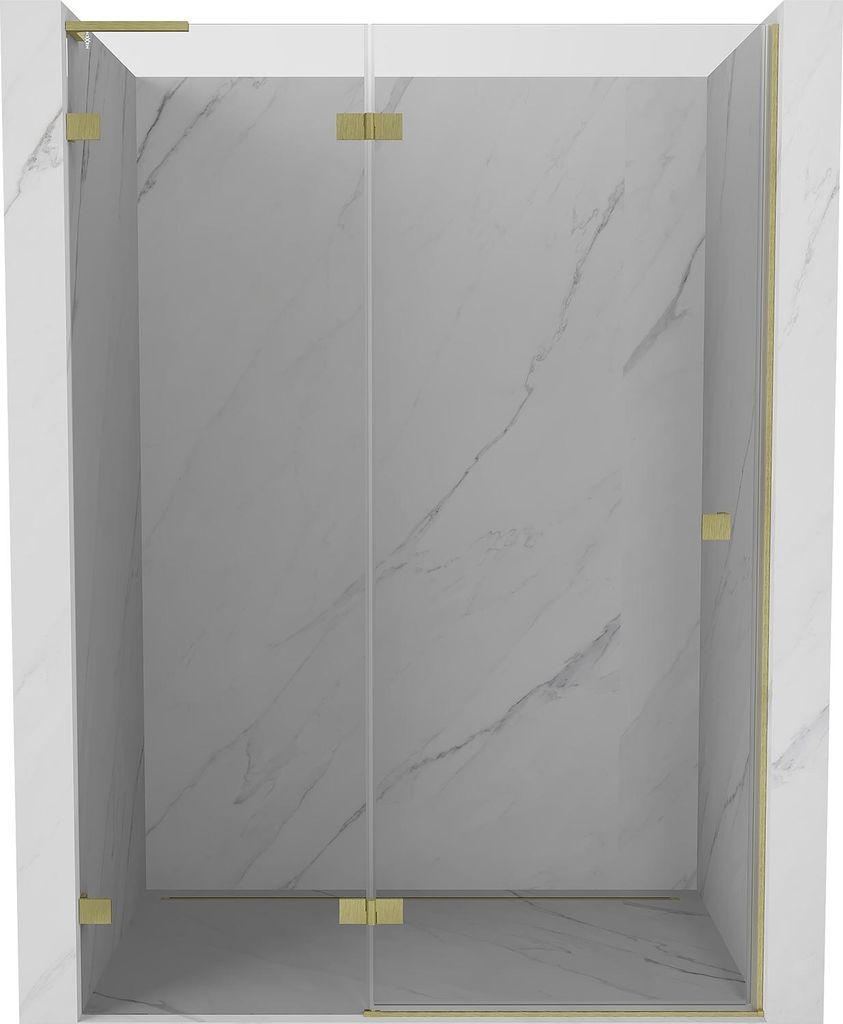 Mexen Lunar L Duschdrehtür links 130 cm, transparent, gold gebürstet - 834L-130-000-55-00-L