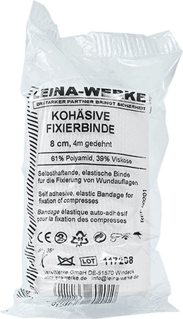 Kohäsive Elastische Selbsthaftende Luftdurchlässige Weiße Fixierbinde 4m x 8cm