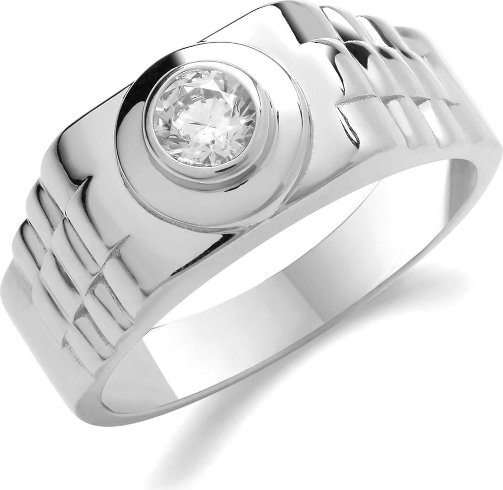 Modischer 925 Sterling Silber Herren - Ring mit Zirkonia, 64 (20.4); TRS36413RSV