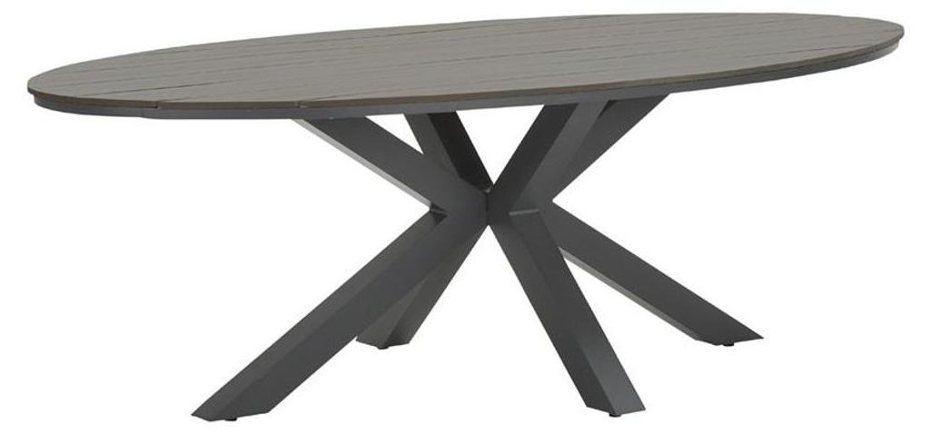 Garden Impressions Edison Tisch oval 220 × 115 cm- carbon black/ grey teak Vironwood