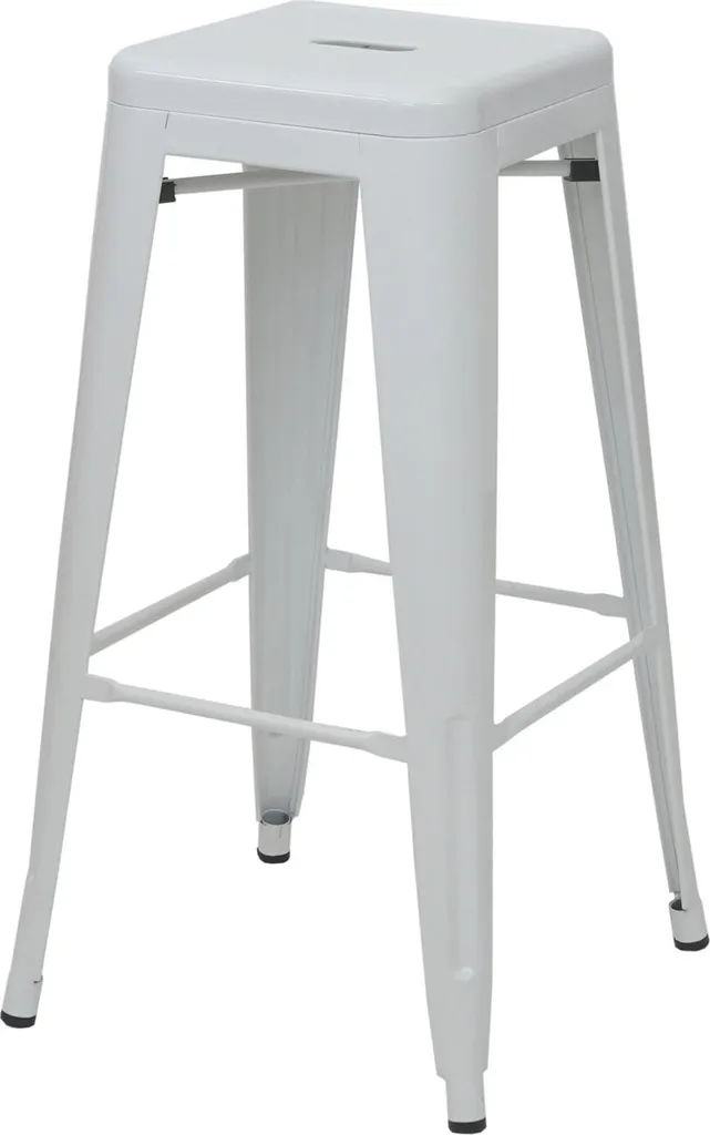 Tabouret de bar métal blanc gain de place empilable pour petit espace
