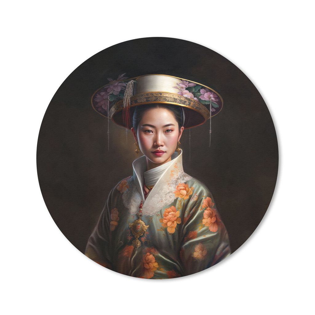 MuchoWow Mauspad Mousepad Frauen - Asiatisch - Blumen - Porträt 20x20 cm - Mousepads - Maus Mat - Pad - Mausunterlage - Schreibtischmatte