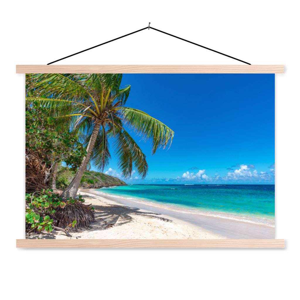 MuchoWow Textilposter Strand - Meer - Tropisch 60x40 cm mit holzfarbenen Rahmen - Bilder