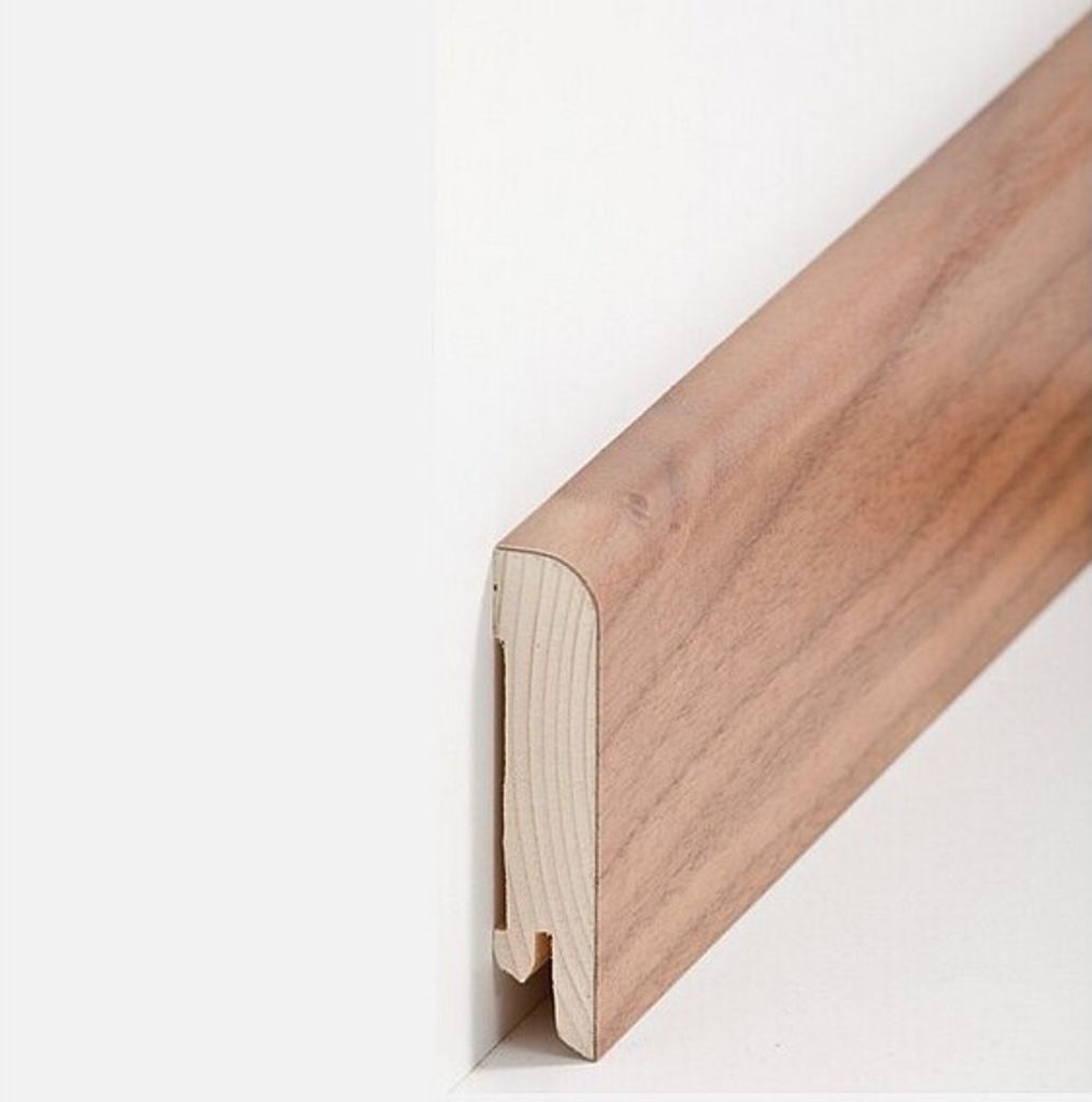 Sockelleiste Echtholzfurnier 15 x 70 x 2500 mm Nussbaum Echtholzfurnier Fußleiste furniert by PROVISTON 62.5 Meter | 25 Stück