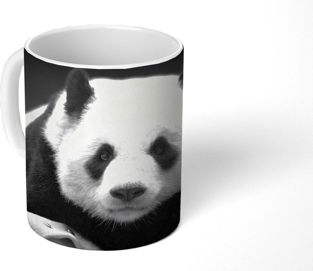MuchoWow Tasse Kaffeetasse Kaffeebecher 350 ml Panda - Schwarz - Weiß Teetasse - Fototasse - Becher - Keramikbecher - Teebecher - Kaffeetasse - ...