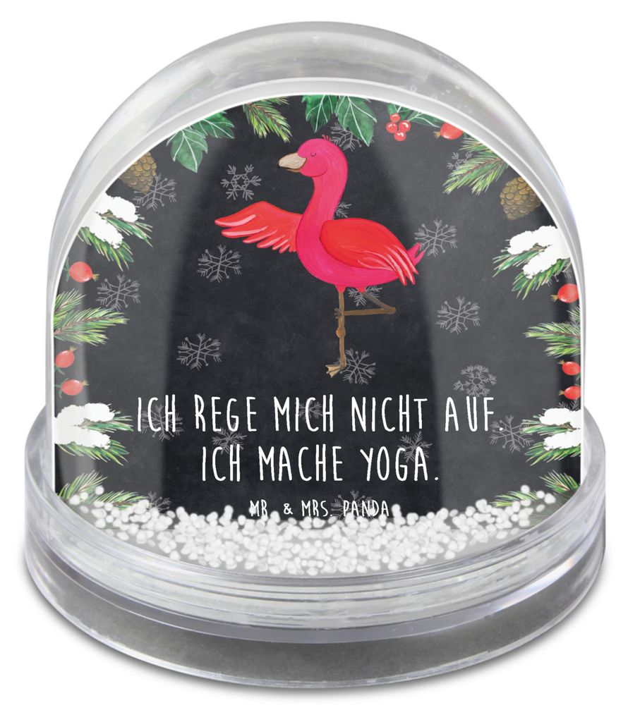 Mr. & Mrs. Panda Schneekugel Weihnachten Flamingo Yoga - Kreidetafel - Geschenk, Meditieren, Namaste, Weihnachts, Vogel, Winter-Schneekugel, Tiefen...