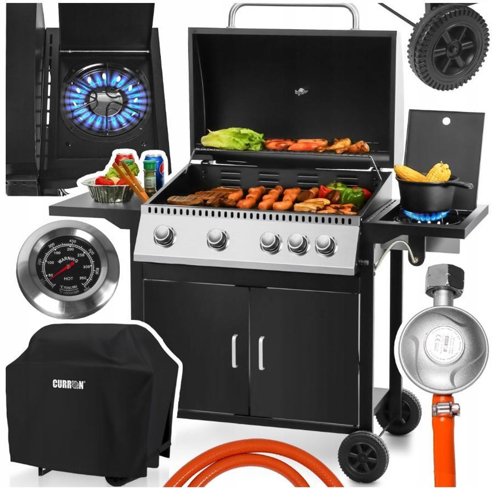 MalTec Gasgrill 4+1 Brenner mit Abdeckung | Gartengrill BBQ Produktbild 