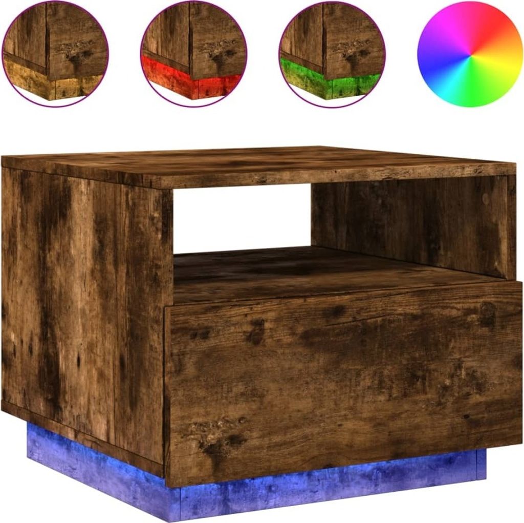 Couchtisch mit LED-Leuchten Räuchereiche 50x49x40 cm