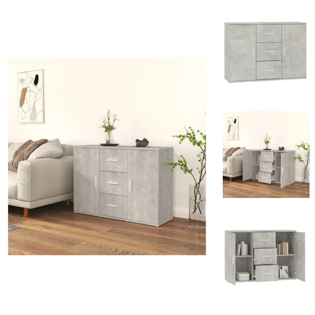 vidaXL Credenza grigio cemento 91x29,5x65 cm in legno - Credenze