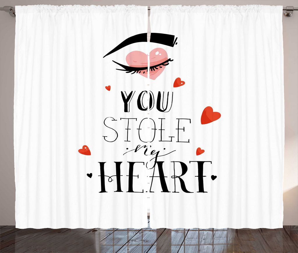 ABAKUHAUS Sprichwort Rustikaler Gardine, Sie Stahl Mein Herz Frauen-Auge, Schlafzimmer Kräuselband Vorhang mit Schlaufen und Haken, 280 x 225 cm, ...