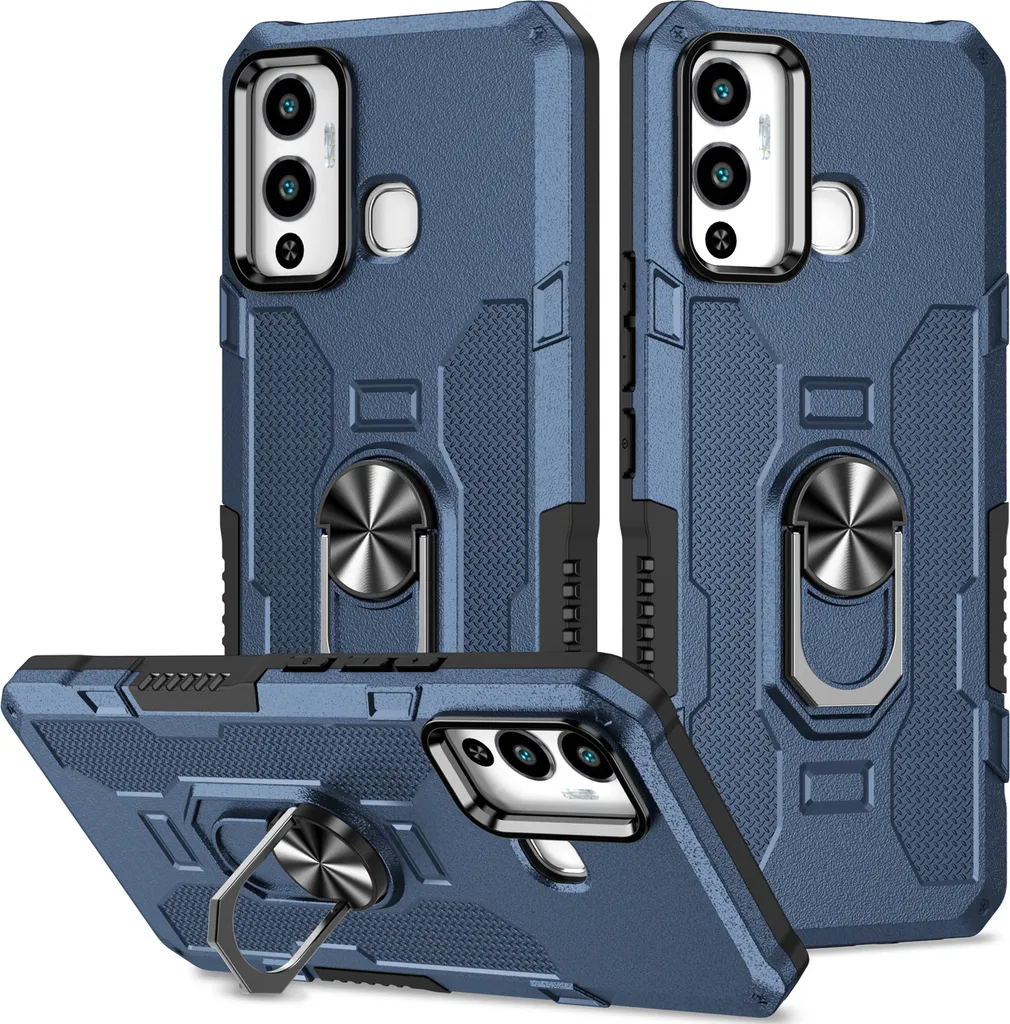 Cover Antiurto Infinix Hot 12 Play - Custodia Blu con Ring Holder