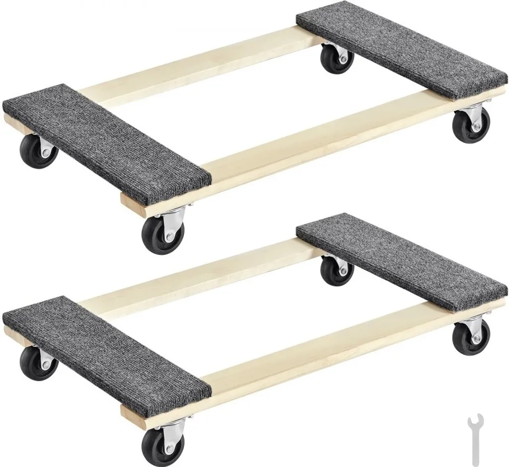 Kit de 2 Chariots pour Meubles Lourds 227kg - Plateaux 40x28cm Noirs