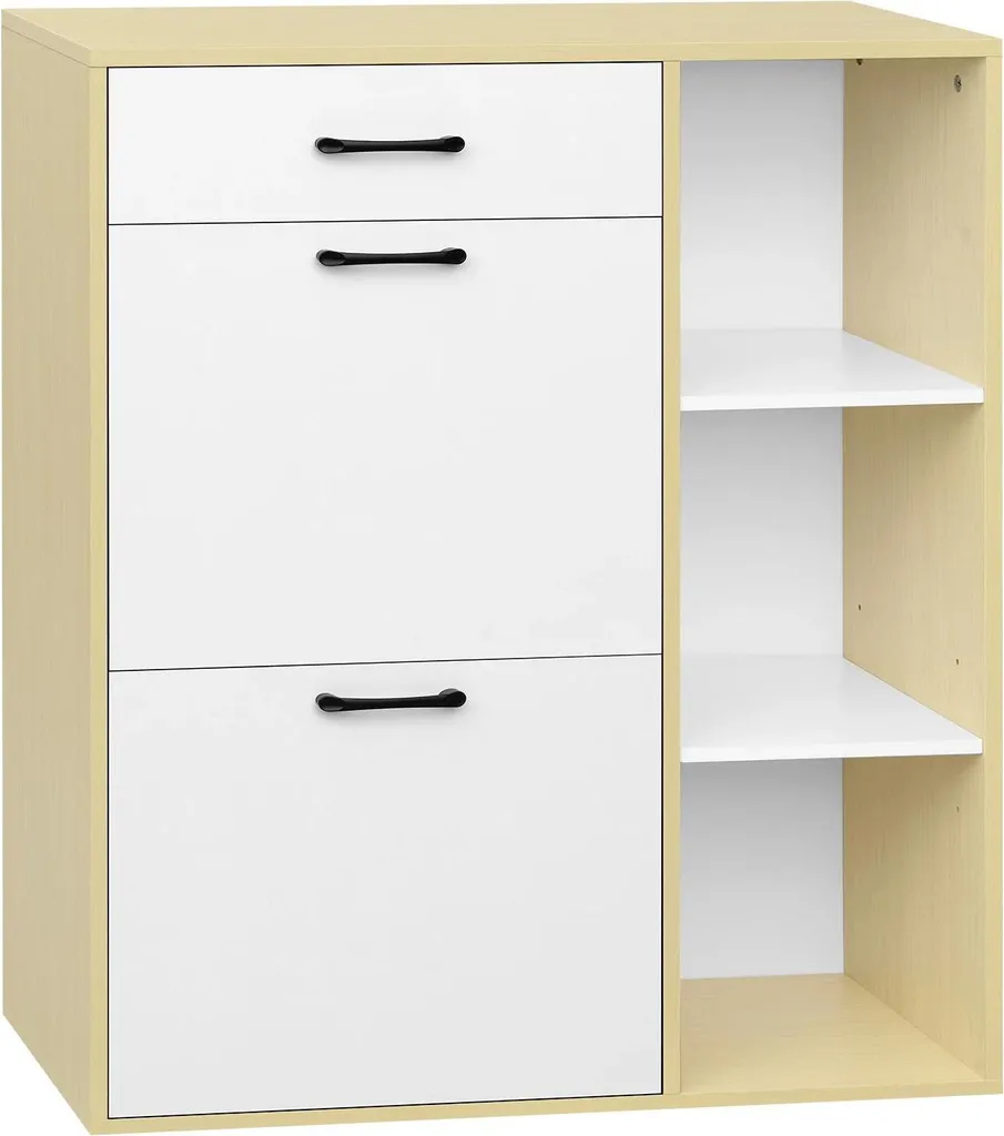 Armoire à chaussures étroite 80x90x30 cm en bois E1 et MDF blanc L