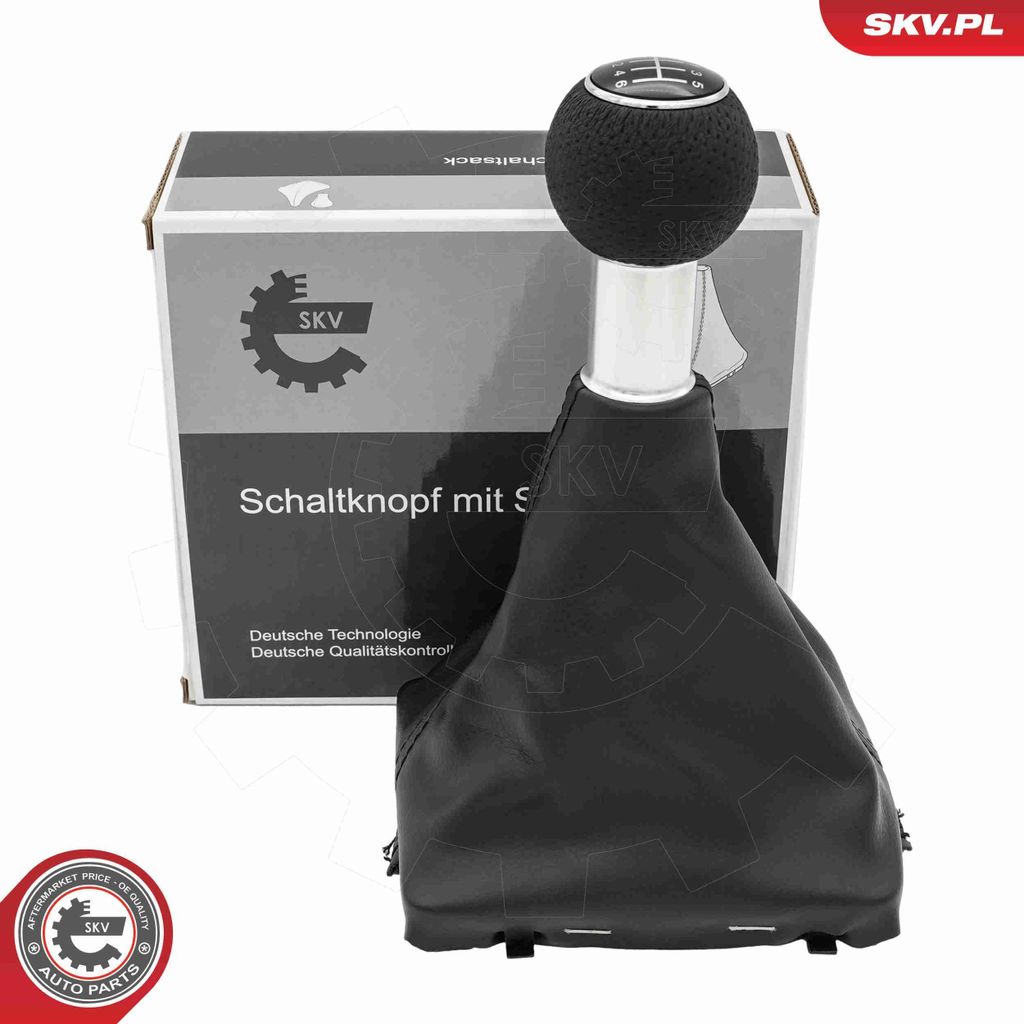 ESEN SKV Schaltknauf 6-Gang Schalthebelknauf Schwarz Kunststoff Synthetikleder für AUDI A3 Schrägheck (8L1)